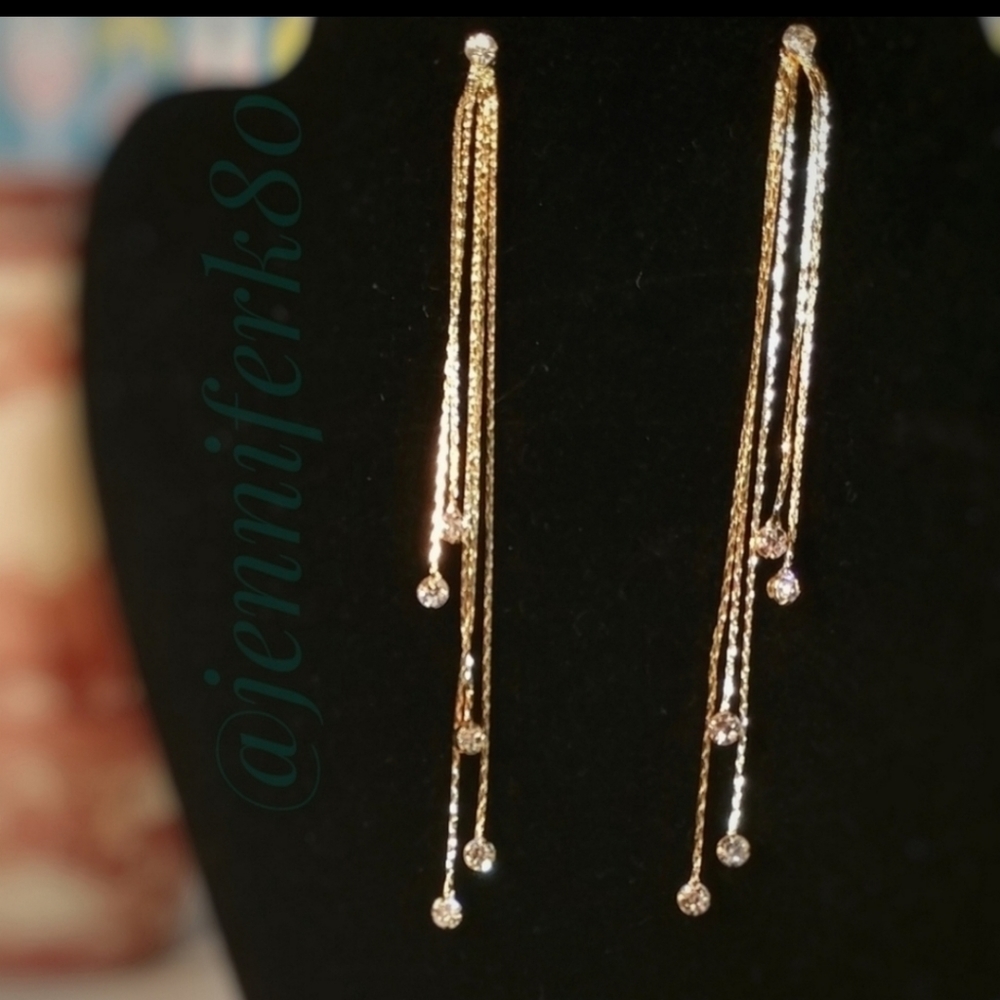 New! Gold Long Statement Earrings